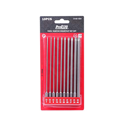 Protorq TORX Tamper Resistant Bits, Security TORX Bits (T7-T40), 150mm, 10 -Pieces, High Grade S2 Steel - size: 10pc 6 in. Torx Security