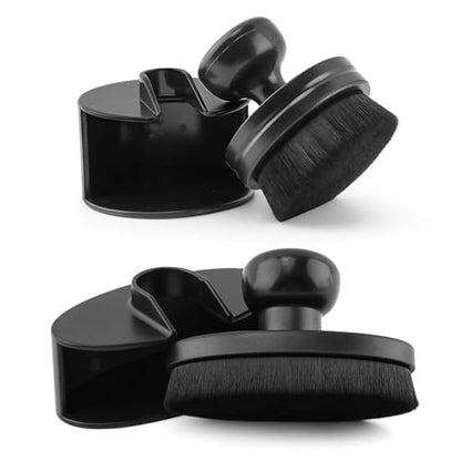 2 Pack Car Tire Shine Applicator, Vegan Tire Shine Applicator with Curved Brush Head Portable Car Tire Brush with Seal Cover Design for Vehicles Tire Shine Polish Wax and Car Wash