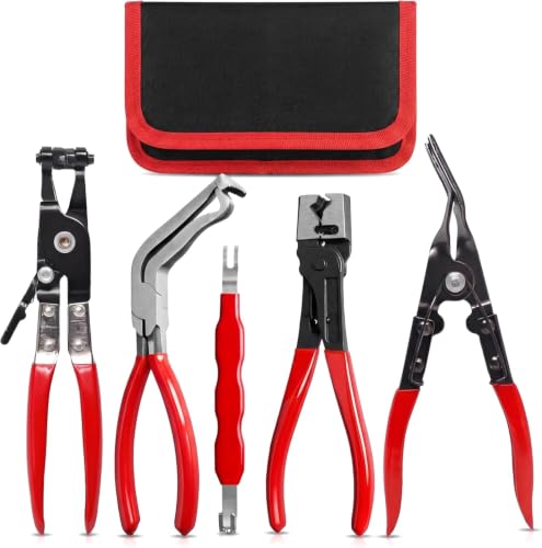 5PCS Electrical Disconnect Pliers Electrical Connector Removal Tool – Automotive Hose Clamp Tool Set for DIY Car Owners, Safe Electrical Connector Removal, Tight Engine Bay Repair & Maintenance