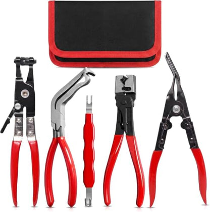5PCS Electrical Disconnect Pliers Electrical Connector Removal Tool – Automotive Hose Clamp Tool Set for DIY Car Owners, Safe Electrical Connector Removal, Tight Engine Bay Repair & Maintenance