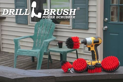 Drillbrush Headstone Cleaning Supplies - Outdoor Power Brush - Fountain Cleaner Tool - Deck Scrubbing Tool - Patio Cleaning Brush - Concrete Garage Floor Cleaner - Granite Scrubber Kit for Drill - color: Red