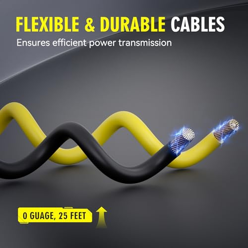 Jumper Cables Heavy Duty 1000Amp, 0 Gauge x 25 Feet Jumper Cables for Car, Truck, RV 12V Batteries Jump Starting, Carrying Bag Included