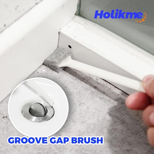Holikme Cleaning Brush Set, Scouring Pad for Cleaning, Groove Gap Brushes for Pot, Pan, Kitchen Sink, Wire Brushes (White) - color: White