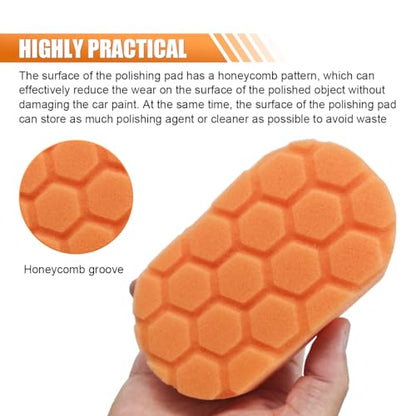 3PCS Hand Applicator Pad Kit, 2.9 × 5 Inch Wax Applicator Pads, Cutting Automotive Polishing Pad, Compound Vehicle Detailing Foam Sponge