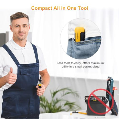 SHARDEN Ratcheting Multi Bit Screwdriver - 13-in-1 Tool Set, Flat Head/Square/Torx/Hex/Phillips, 180 Degree Pivoting Adjustable Angle Magnetic Screwdriver - color: Yellow