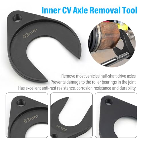 63mm Inner CV Axle Puller Removal Tool with Nut, Front Wheel Drive Axle Pulley Attachment, CV Joint Fork Adapter Fits Slide Hammers with 5/8"-18 Threads, CV Joint Axle Removing Tool - size: 63cm