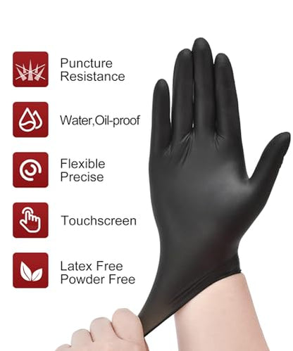 NEOTRIL 6 Mil Heavy Duty Black Nitrile Disposable Gloves, Latex Powder-Free, Textured Rubber Gloves for Cooking Mechanic - size: X-Large, style: Black (Box of 1000)