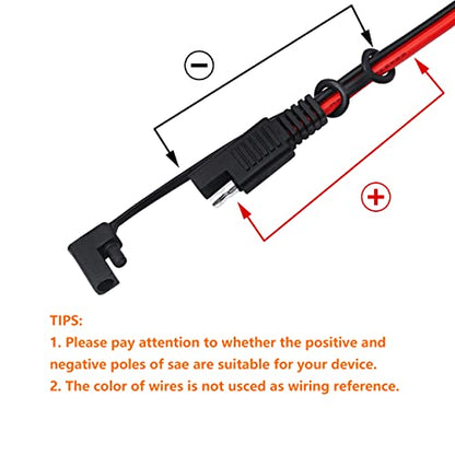 CERRXIAN 3.2FT 12V 14AWG Alligator Crocodile Clip to SAE Connector Quick Release Quick Disconnect Car Solar Power Charging Extension Cable,Black & Red C - color: Crocodile Clip