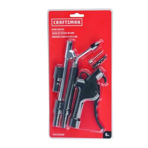 CRAFTSMAN Blow Gun Kit with Multiple Attachments for Inflating and Cleaning, 1/4-Inch NPT Connection, Extended Nozzle for Hard-to-Reach Areas