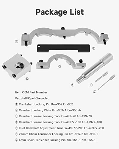 Turbo Engine Timing Tool Kit Engine Camshaft Alignment Tool Set Compatible with 2009 to 2020 1.0 1.2 1.4L Chevrolet Chevy Aveo Cruze Orlando Vauxhall Opel Adam Ampera Astra J Cascada