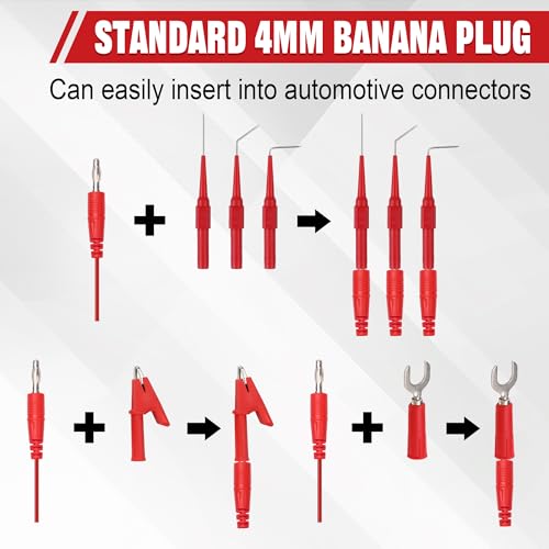 30pcs Back Probe Kit, Multimeter Back Probe Pins with Test Leads and Banana Plug to Copper Alligator Clips, Automotive Electrical Circuit Diagnostic Tool Set for Car Repair - color: 30pcs-colorful