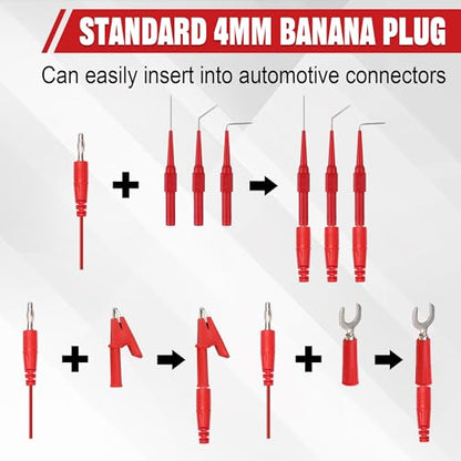 30pcs Back Probe Kit, Multimeter Back Probe Pins with Test Leads and Banana Plug to Copper Alligator Clips, Automotive Electrical Circuit Diagnostic Tool Set for Car Repair - color: 30pcs-colorful