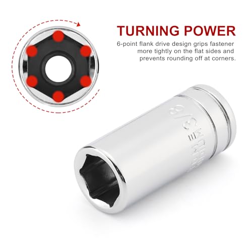 CASOMAN 10PCS 1/4"Drive 6 Pt. Mid-Length Socket Set, SAE, 3/16" to 9/16", Mirror Chrome Finish - size: 1/4"Dr., Mid-Length, 4.8 to 14.3mm