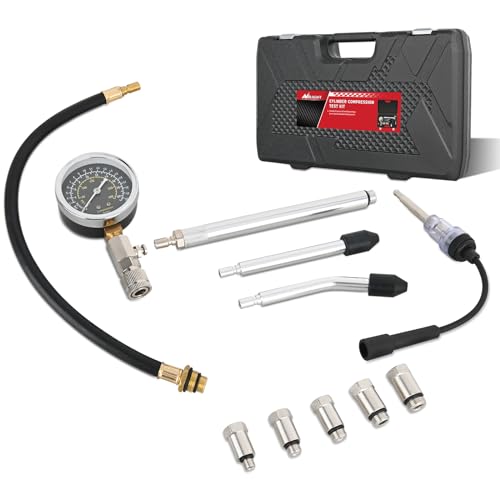 Nilight Engine Compression Tester Kit, 11 PCS with Spark Plug Tester, Automotive Cylinder Pressure Gauge Tool Set for Gasoline Engines - color: 11pcs