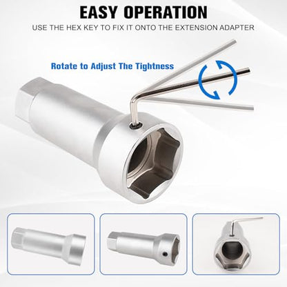 Marvelity 10-Piece Axle Spindle Thread Chaser Set | Includes 8 Dies & 1-1/16" Extension Bar, 8 Common Sizes M20 M22 M24, 13/16" 3/4" UNEF Nuts, for Most Vehicle Axle Spindles