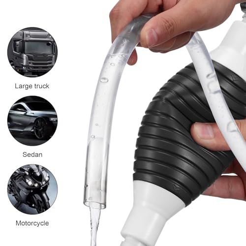 Manual Liquid Sucker Pump Set with Plastic Body and Stainless Steel Check Valve, Easy to Use Gasoline and Water Transfer Siphon Pump Kit for Automotive and Garage Applications