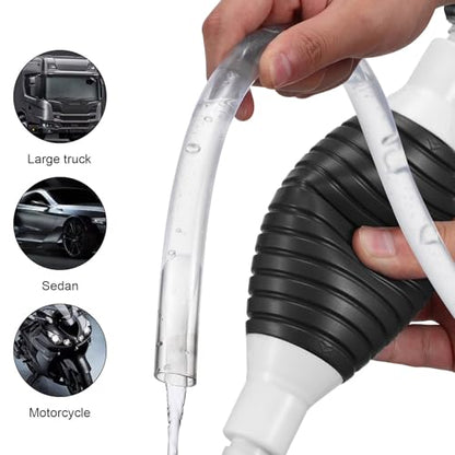 Manual Liquid Sucker Pump Set with Plastic Body and Stainless Steel Check Valve, Easy to Use Gasoline and Water Transfer Siphon Pump Kit for Automotive and Garage Applications