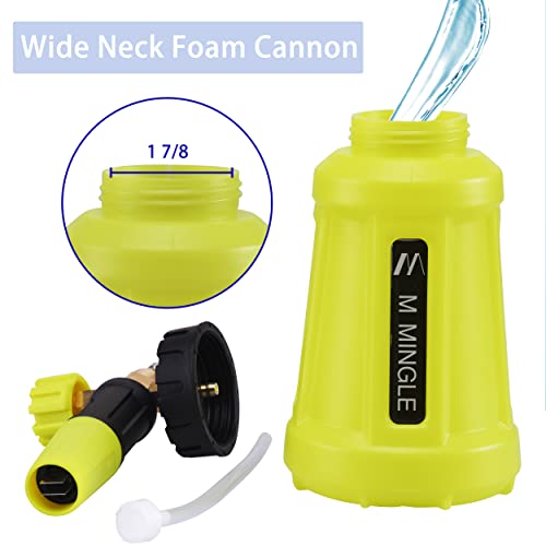 M MINGLE Foam Cannon for Pressure Washer, 1 Liter with 5 Nozzle Tips | Car Foam Sprayer with 1/4 Inch Quick Connector, Wide Mouth Heavy Duty Car Wash Foam Blaster Power Washer, 3000 PSI - size: 1 L