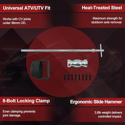 CV Axle Puller Tool with 3.8lb Slide Hammer Heavy-Duty Heat-Treated Driveshaft Removal Set for ATV UTV Applications