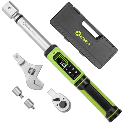Adjustable Open End Digital Torque Wrench 1/2" Drive-2.2-147.5Ft.Lb | Interchangeable Electronic Torque Wrench(3-200N.m),40mm 2% Accuracy for HVAC Automotive Bike Moto Turck Narrow Pipeline DIY - size: 1/2" 2.2-147.5FT.LB, style: Digital