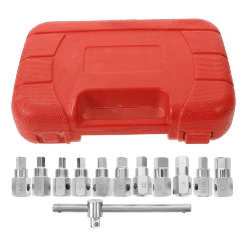 Operitacx Oil Drain Socket Set 12pcs Chrome Alloy Lightweight Tool for Oil Drain Operations and Automotive Repairs, Highly Resistant to Break, Silver Finish for Professionals and Hobbyists