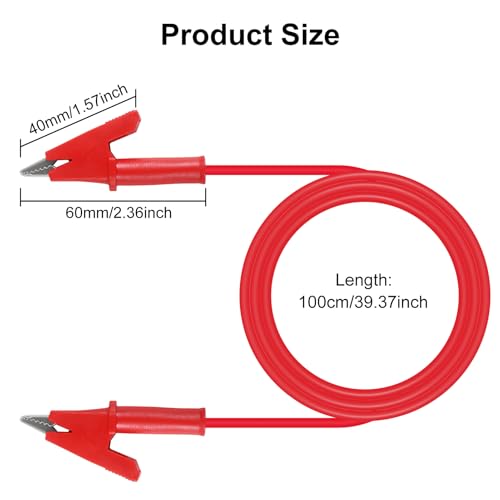 Dual-Ended Crocodile Alligator Clips 15A Test Lead Wire Cable with Insulated Clips 3.3ft/1m Flexible Copper Clamps for Electrical Testing - color: 1set dual-ended clip