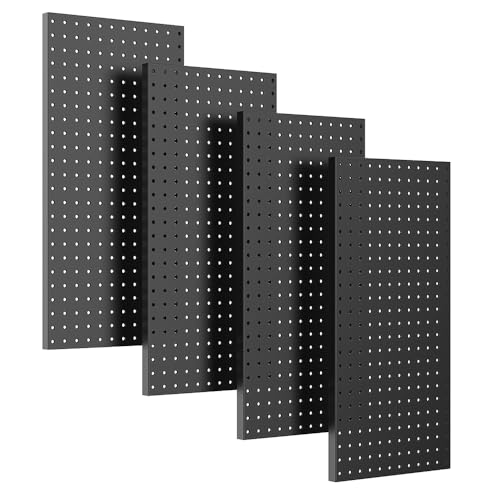 Ultrawall 4 Pcs Metal Pegboard Wall Panels, Peg Boards for Garage Tool Storage - color: Black, size: 4PC