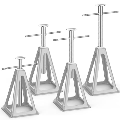 BEBOBLY RV Stack Jacks 4 Pack, Screw Jack Stands for RV Camper Travel Trailer Leveling, Aluminum Stabilizer Jacks, Single Support Unloading Up to 6000 Lbs, Adjustable from 11" to 17"