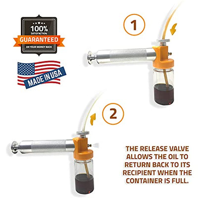 Oil Sampling Pump - Made in USA - with Vacuum Release Valve - Compatible with 5/16-inch Hose, 1/4-inch Hose (Most commonly Used) and 3/16-inch Hose
