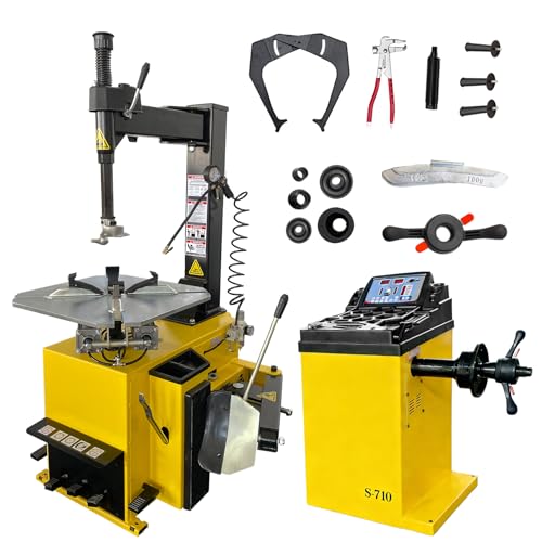 Tire Changer and Wheel Balancer Combo with 12"-24" Rim Capacity, 110V Dual Machine Set for Garage Workshop and Tire Repair Services