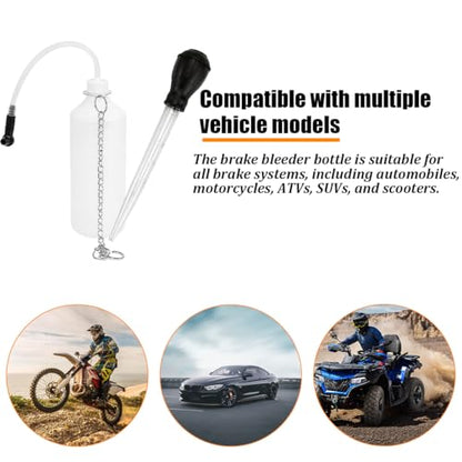 1L Car Brake Bleeder Vacuum Pump Kit, Vehicle Brake Bleeder Bottle with Hose and Connector, Automotive Stop System Bleeding Tools, Universal for SUV Automobile Truck