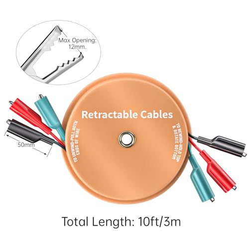 Goupchn Orange Retractable Test Leads Set 3 Wire 10ft 18 AWG | Alligator Clips, Electrical Test Wires, For Automotive, Boat, Trailer & Circuit Troubleshooting - size: 10ft/3m, style: Alligator Clip Leads