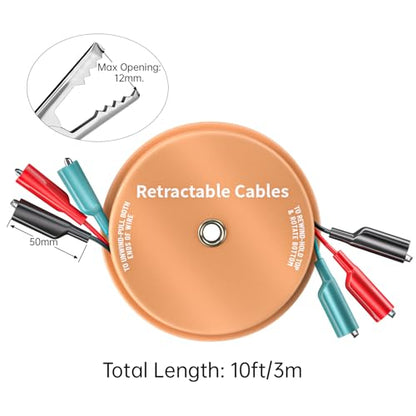 Goupchn Orange Retractable Test Leads Set 3 Wire 10ft 18 AWG | Alligator Clips, Electrical Test Wires, For Automotive, Boat, Trailer & Circuit Troubleshooting - size: 10ft/3m, style: Alligator Clip Leads