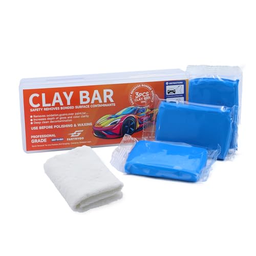 3 Pack 300g (3×100g) Medium Grade Clay Bar Kit – Auto Detailing Magic Clay Cleaner for Car Paint, Glass, Metal & Plastic – Removes Fallout, Sap, Overspray, Water Spots – Reusable No Scratch Clay Bars