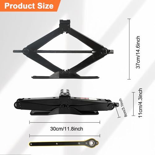 Scissor Car Lift Jack 2.5 Ton (5500Lbs) for Sedans, MPVs & SUVs, Compact Portable Cross Car Scissor Jack Kit 360 Degree Rotating Roadside Emergency Tool Tire Change with Ratchet Wrench Gloves (2.5T)