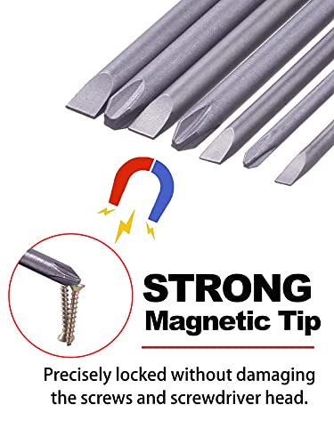 Rocaris 12 Pack 1/4 Inch Hex Shank Long Magnetic Screwdriver Bits Set 4 in Power Tools (Slotted+Cross Head) - size: 12Pcs(Slotted+Cross)
