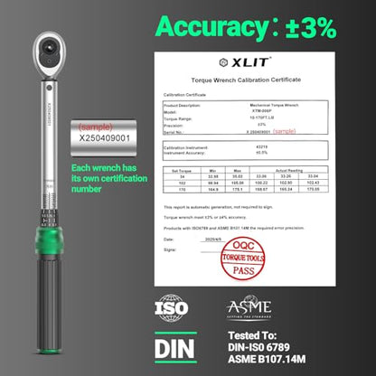 3-Piece Torque Wrench Set - 3 Click Wrenches (1/4", 3/8", 1/2") with 3pc Extension Bars, 72-Tooth Ratchet, ±3% Accuracy, for Automotive, Motorcycle & E-Bike - size: Set (1/4", 3/8", 1/2"), Multiple Ranges