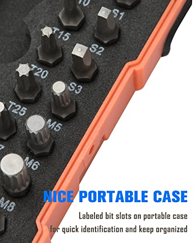 ROTATION 44pc Bit Set with 1/4 Mini Ratchet Offset Screwdriver, Portable Case, CR-V Steel, Drive Handle & Multi Hex/Phillips/Slotted/Torx/Star - style: 44pc