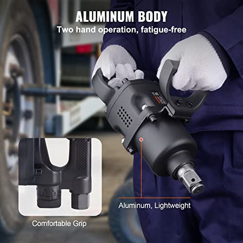 VEVOR 1 Inch Air Impact Wrench, Up to 2730 ft-lbs Reverse Torque Output 1" Pneumatic Impact Gun Lightweight w/ 2 Handles for Heavy Duty Repairs and Maintenance - size: 22*5.3*4.9inches, style: Wrench