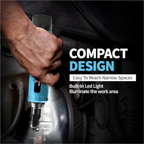 Tegatok Cordless Electric Ratchet Wrench Set, 40FT-LBS (45N.m) 3/8" Electric Ratchet, 12V Cordless Ratchet Wrench, 2 x 2.0Ah Batteries Impact for Car Home, Blue
