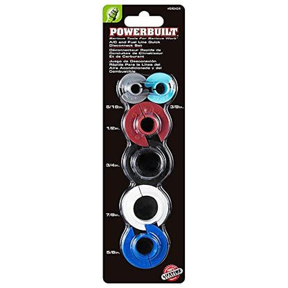 Powerbuilt 6 Piece A/C and Fuel Line Disconnect Set, 5/16" 3/8" 1/2" 5/8" 3/4" 7/8", For Quick and Easy Separation of Fuel, A/C and Automatic Transmission Line Quick-Disconnect Fittings - 648424
