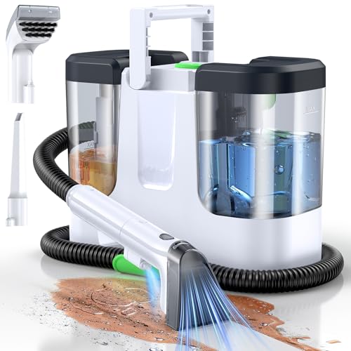 Portable Carpet & Upholstery Cleaner, 18Kpa Carpet Cleaner Machine for Deep Stain Removal, Spot Cleaner for Pet Accidents, Area Rugs, Stairs, Car Upholstery & Couches, Includes Tools & Self-Cleaning - color: Black & White