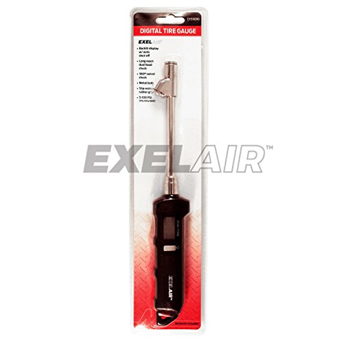 EXELAIR EX516DIG by Milton Digital Dual Head Tire Gauge with Extended Swivel Air Chuck,Black/Silver