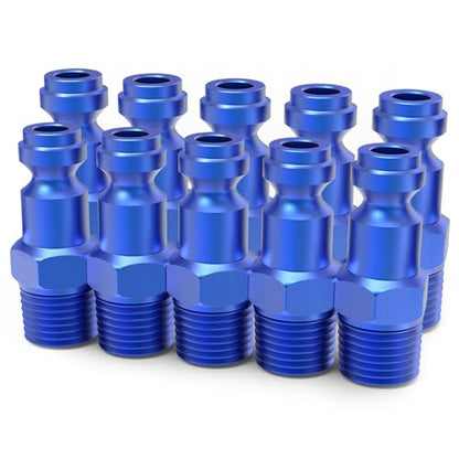 ChillWaves Aluminum Automotive T-Style Air Plug, 1/4" NPT Male Pneumatic Plugs, Air Compressor Accessories Fittings(10-PACK) - size: 1/4" MNPT, style: PACK OF 10