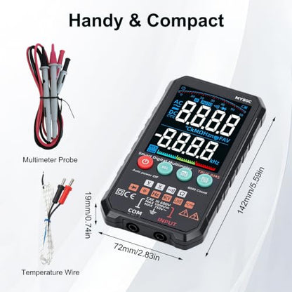 Digital Multimeter with VA Color Display, 6000 Counts True RMS Volt Amp Ohm Tester, Smart Auto-Ranging Electrical Meter for Home and Automotive Repair