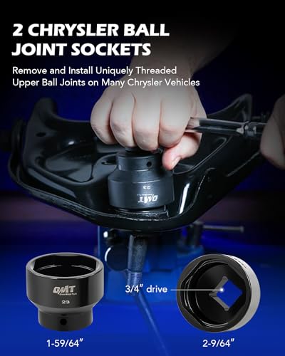 Orion Motor Tech Master Ball Joint Press Kit, 23pc Ball Joint Press & U Joint Removal Kit with Sockets and Universal Adapters, Heavy Duty Ball Joint Tool Set - color: Blue C-Frame with Blue Case