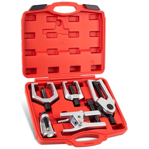 5-in-1 Ball Joint Separator Kit, Pitman Arm Puller Tie Rod End Tool Set for Front End Service, Splitter Removal Tool for Cars, Pickup Trucks with Storage Case