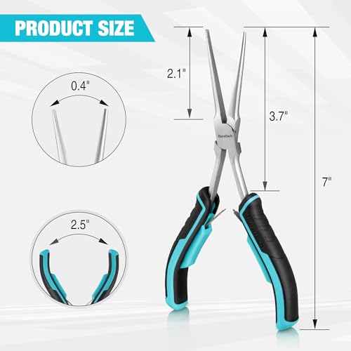 DURATECH 7" Long Reach Needle Nose Pliers, Extra Long Nose Pliers with Smooth Jaws, Small Needle Nose Pliers for Jewelry Making, Wire Bending and Small Object Gripping on Narrow Space - style: 1PC