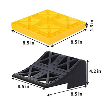 Homeon Wheels 10 Packs Rv/Camper Leveling Blocks, Chocks Anti-Slip Pads Design Include One Wheel Chock and Carrying Bag for Camper Travel Trailer - color: Yellow + Black chock