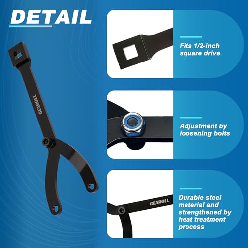 15PCS Pulley Holder Tool Kit, Universal Pin Spanner Wrench Set, 1/2" Drive Ratchet Adjustable Spanner Wrench with Variable Pins fits Camshaft Pulleys, Fan Clutch Removal Wrench Tool